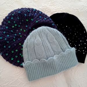 Ladies Collection Hats Includes Angora Toque, Sequin Beret O/S